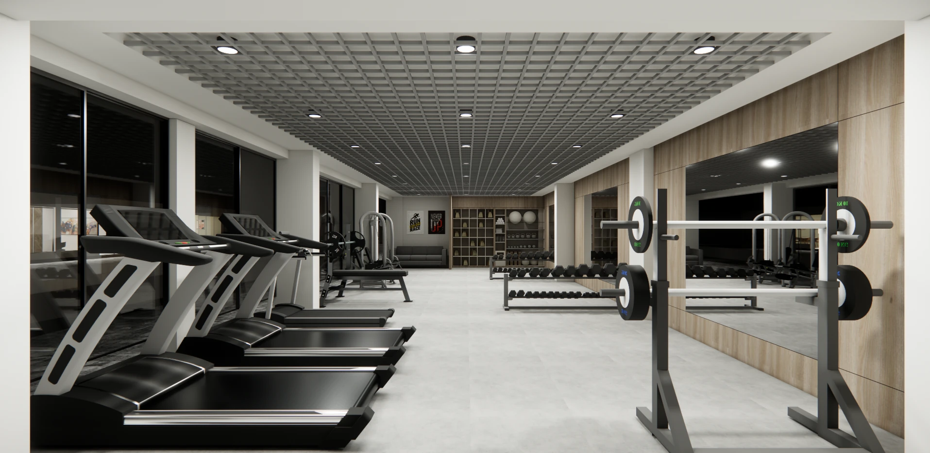 Workout and strength training area at Areca PG