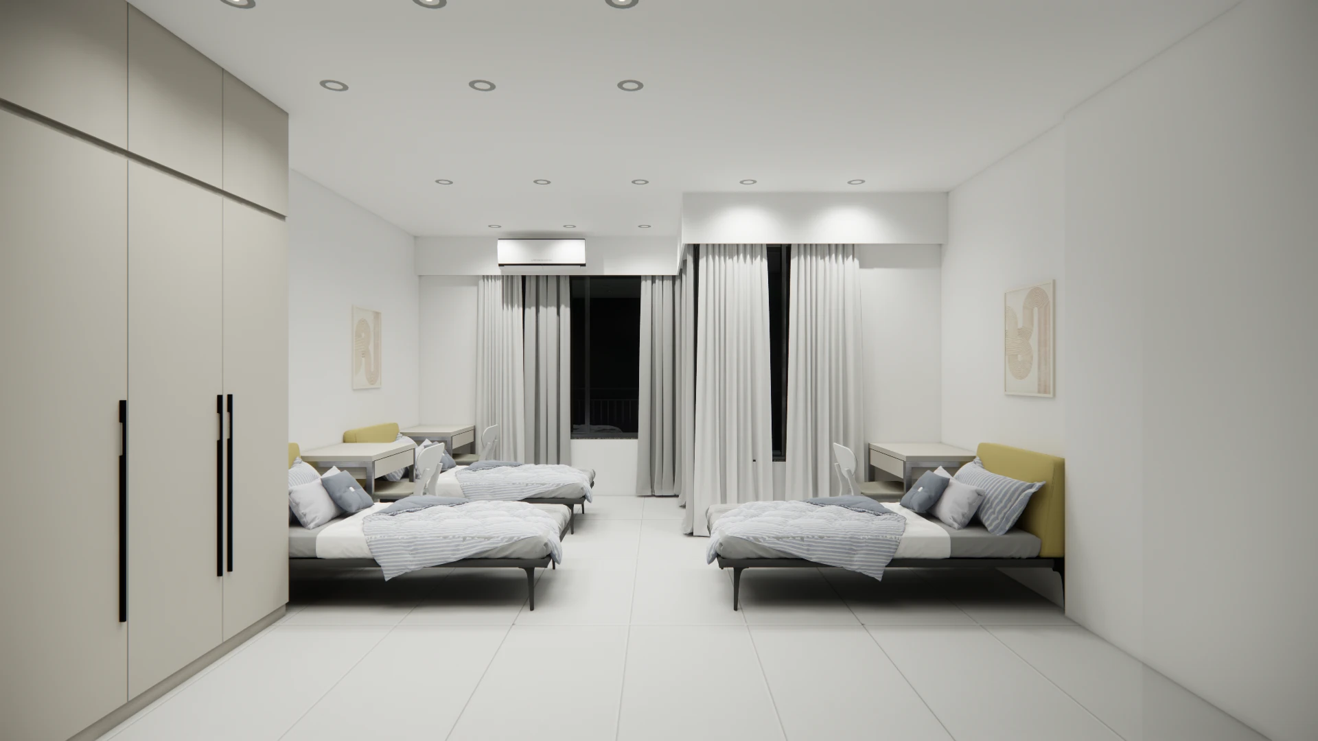 Triple sharing room at Areca PG, Ahmedabad