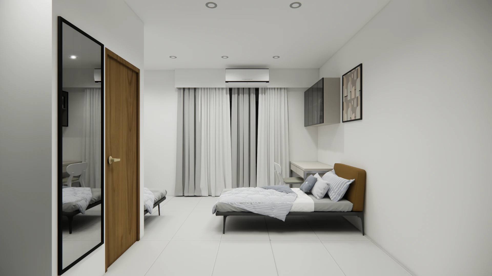 Twin sharing co-living room at Areca PG, Ahmedabad