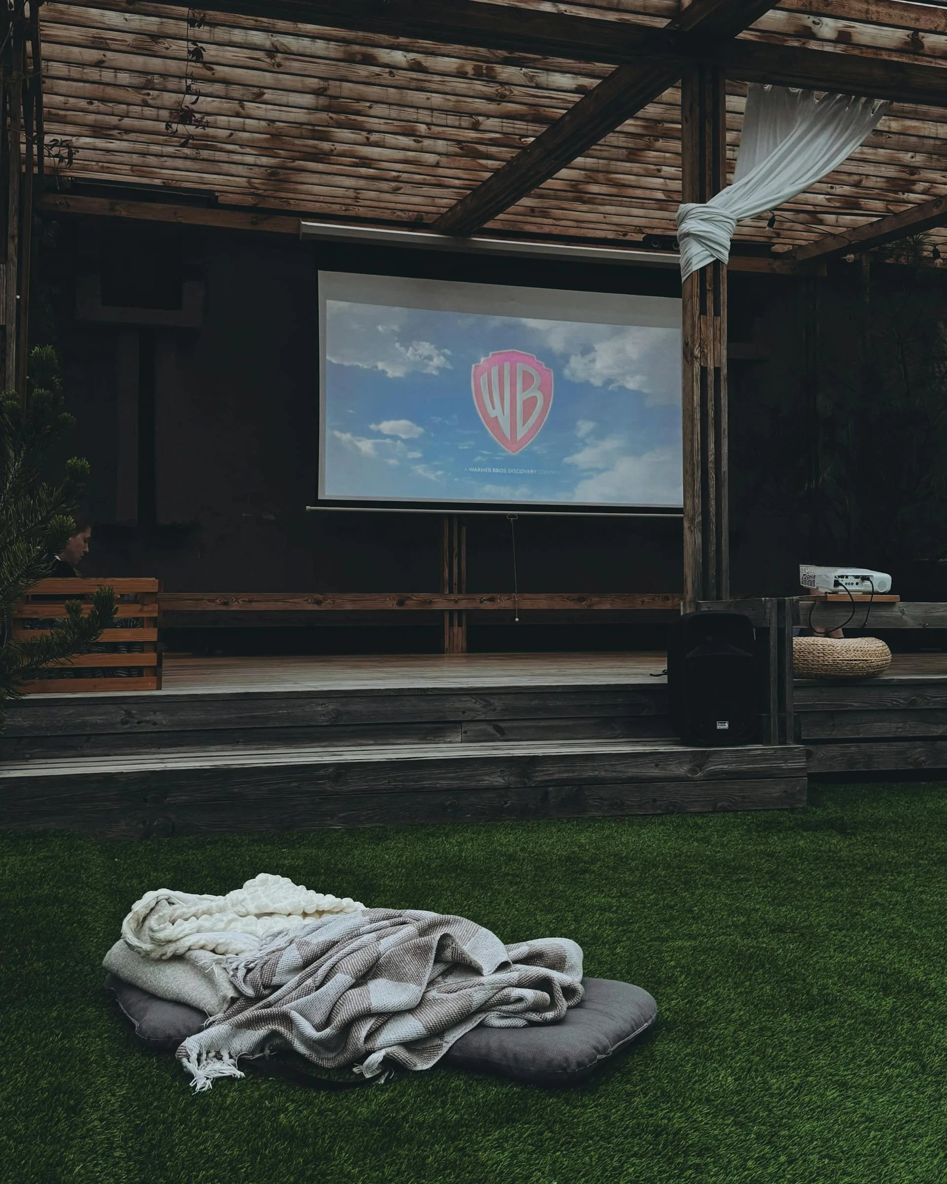 Open-air theater for weekend movies and IPL nights at Areca PG, Ahmedabad